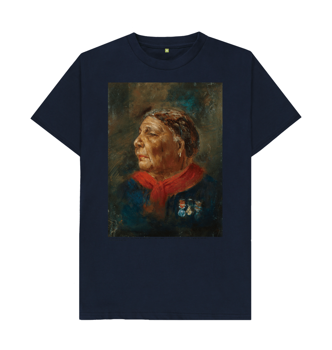 Navy blue printed t shirt front