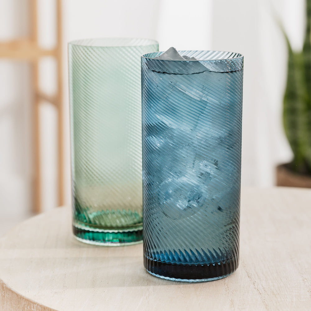 Twist highball tumblers blue green styled