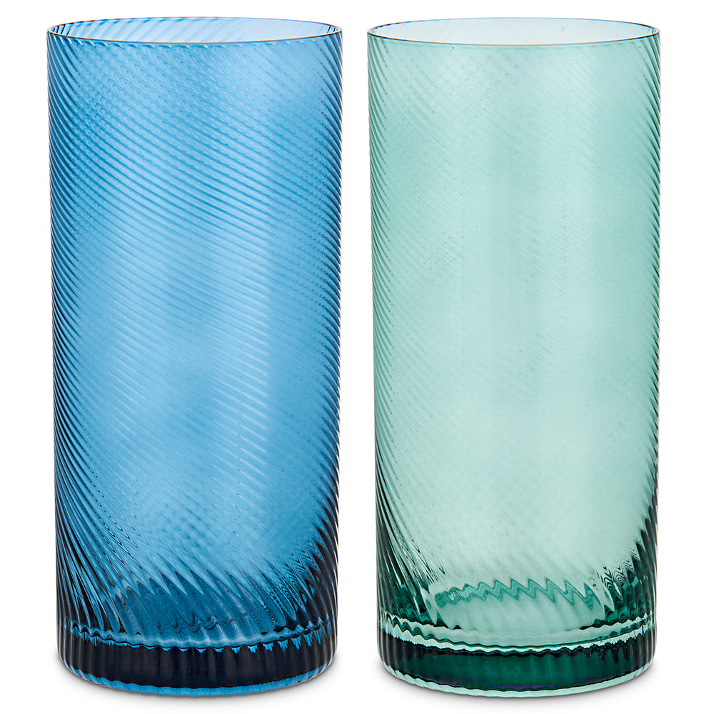 Twist highball tumblers blue green