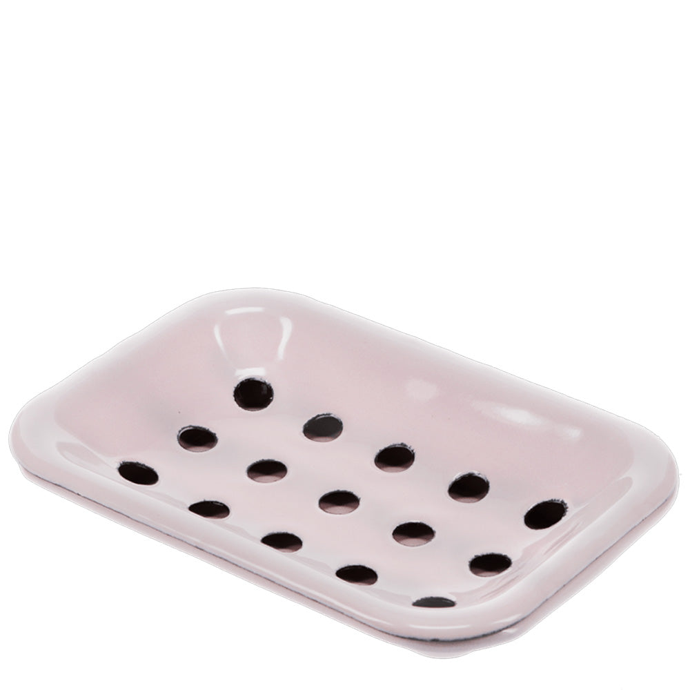 Two part enamel soap dish pink