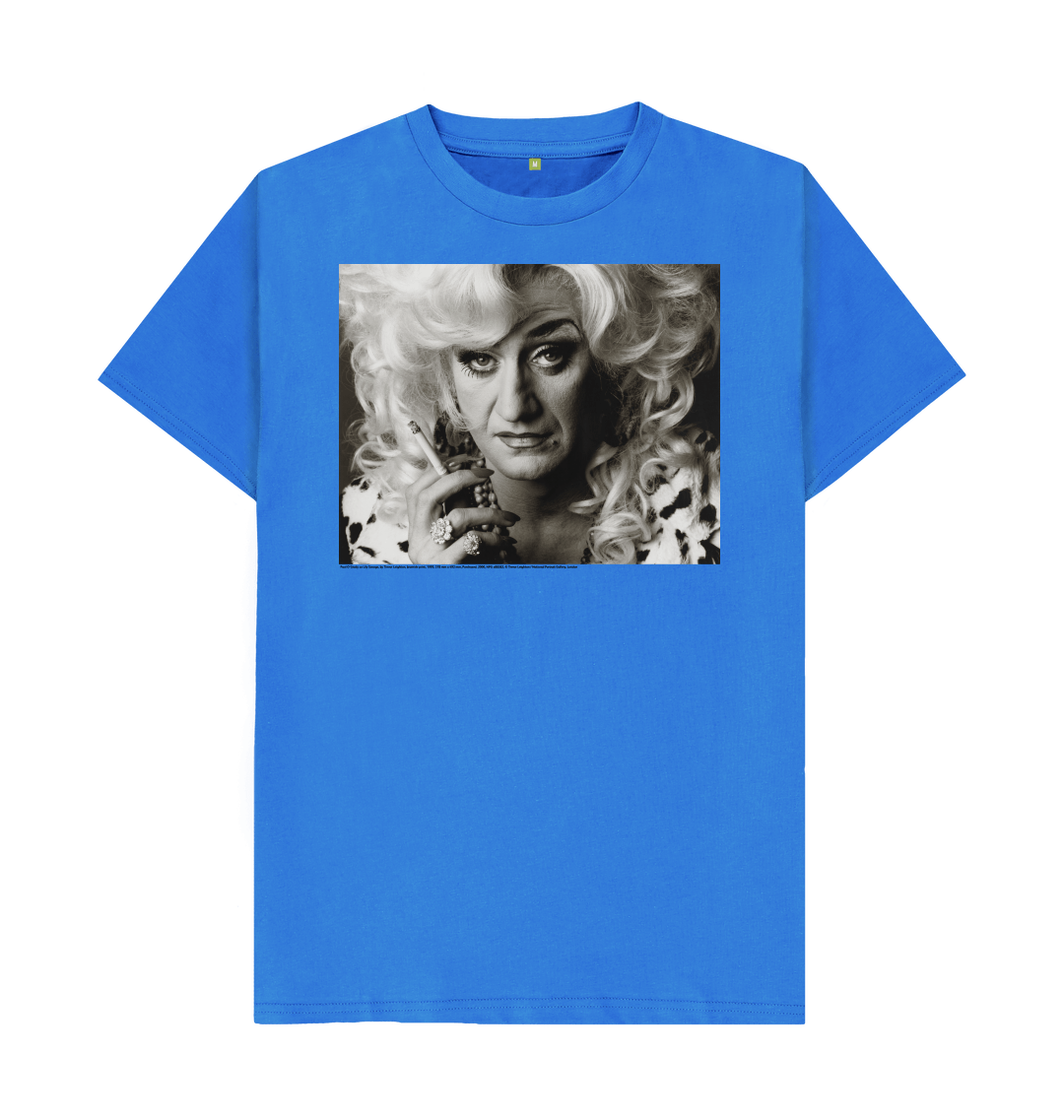 Bright blue printed t shirt front