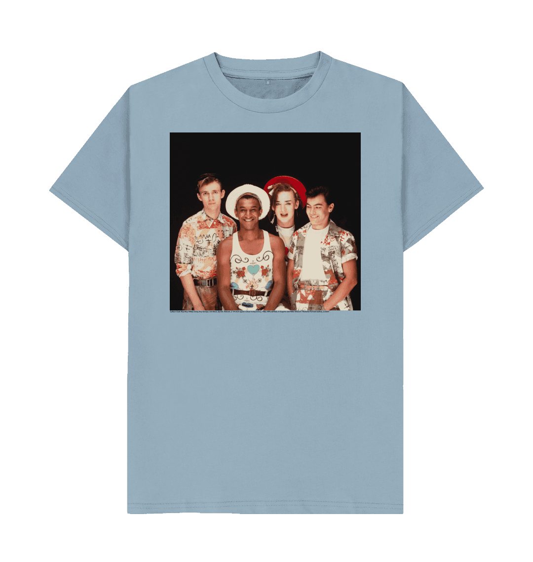 Stone blue printed t shirt front