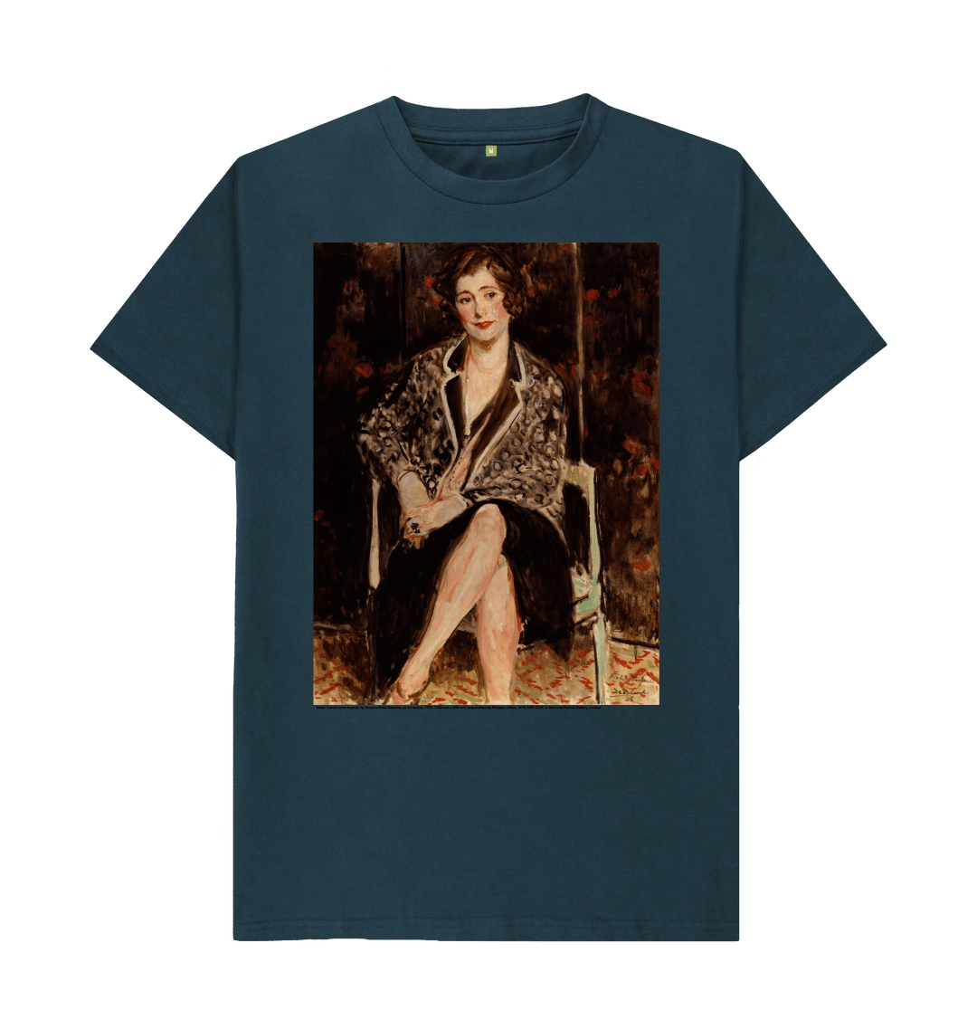 Denim blue printed t shirt front