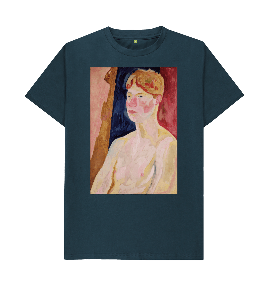 Denim blue printed t shirt front