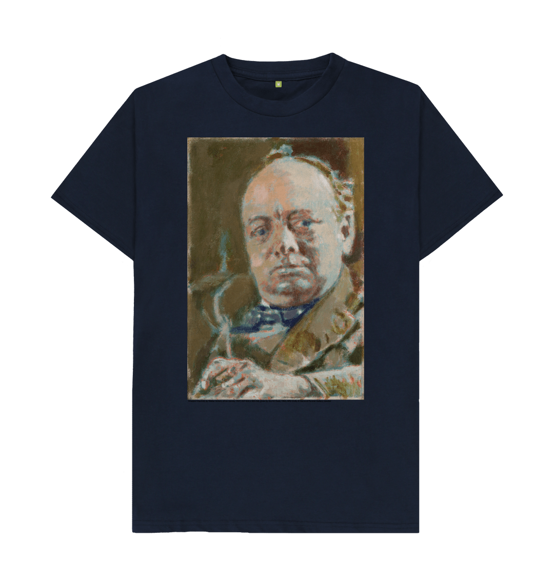 Navy blue printed t shirt front