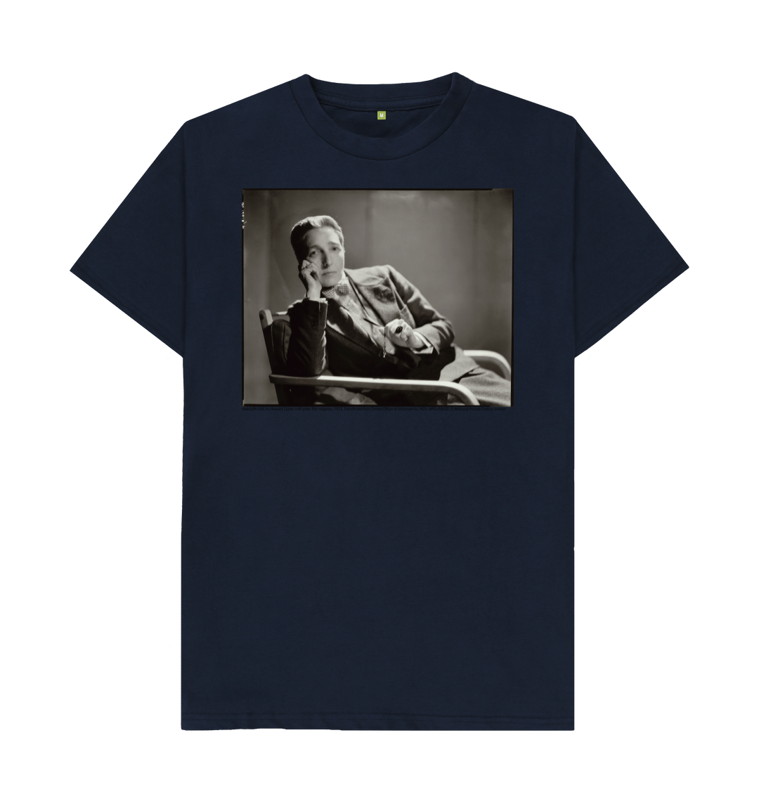 Navy blue printed t shirt front