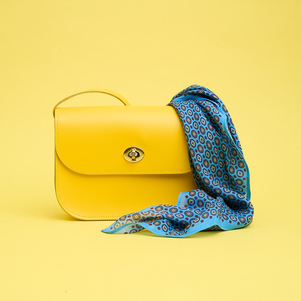 Village leathers yellow bag styled