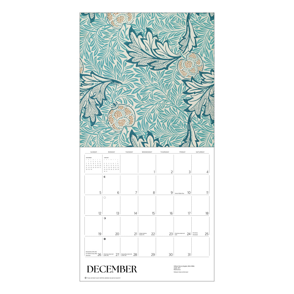 William morris 2027 calendar spread