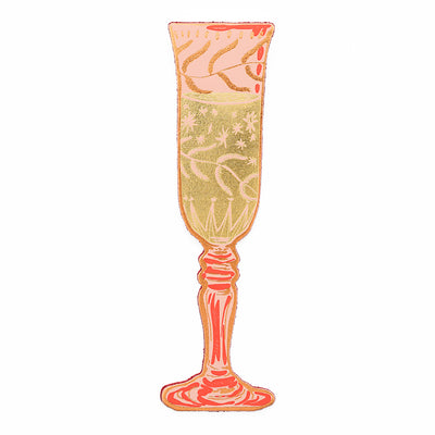 Wine Glass Leather Bookmark in Pink & Gold