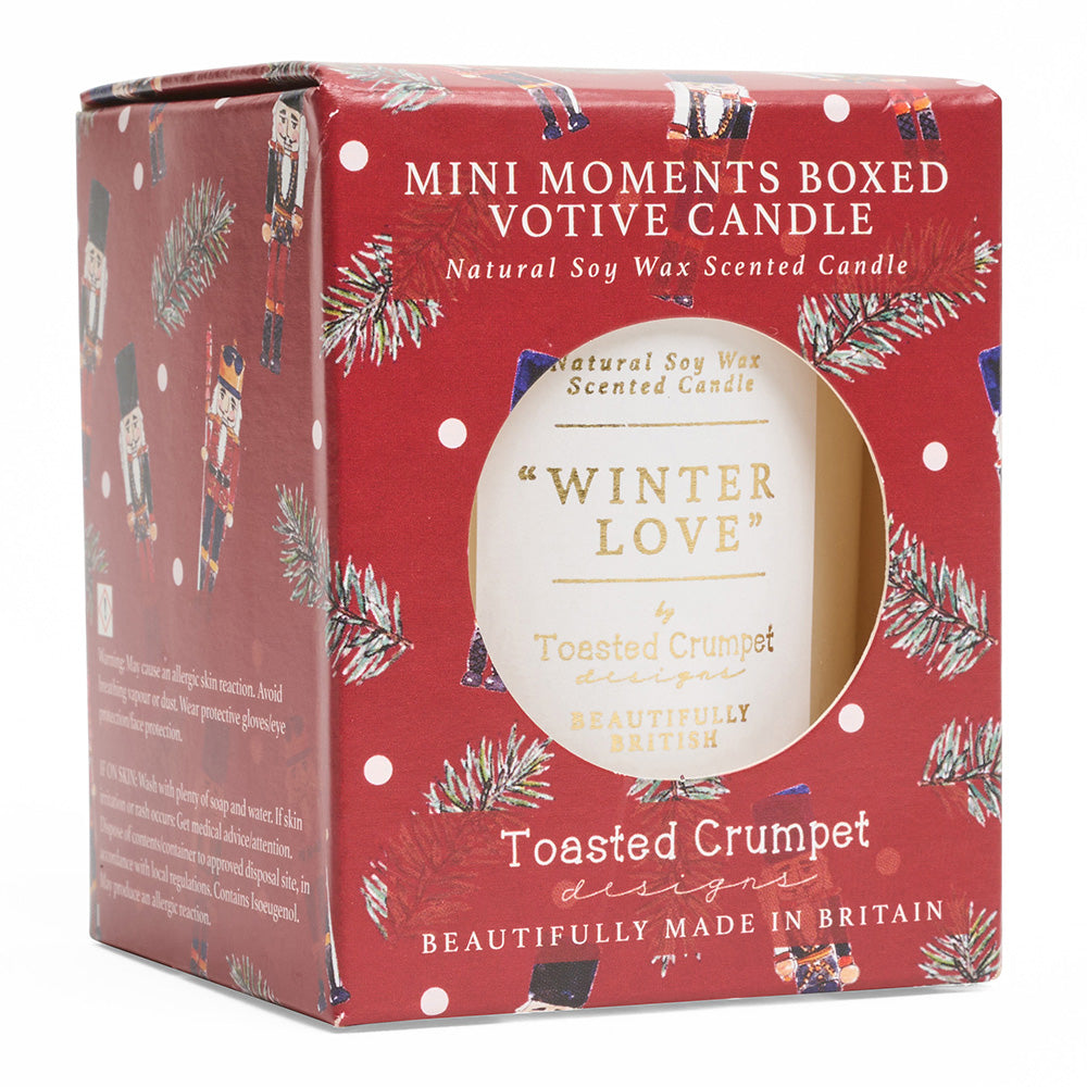 Winter love mini votive candle side