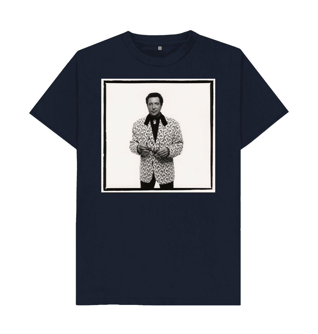 Navy blue printed t shirt front