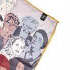 Close of up black NPG logo label on reverse of silk scarf.