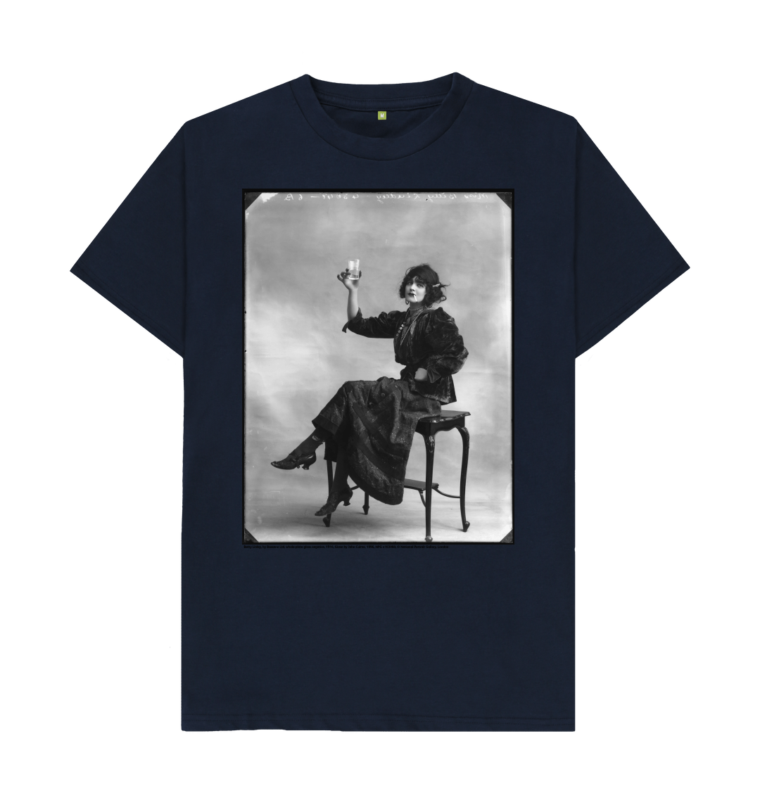 Navy blue printed t shirt front