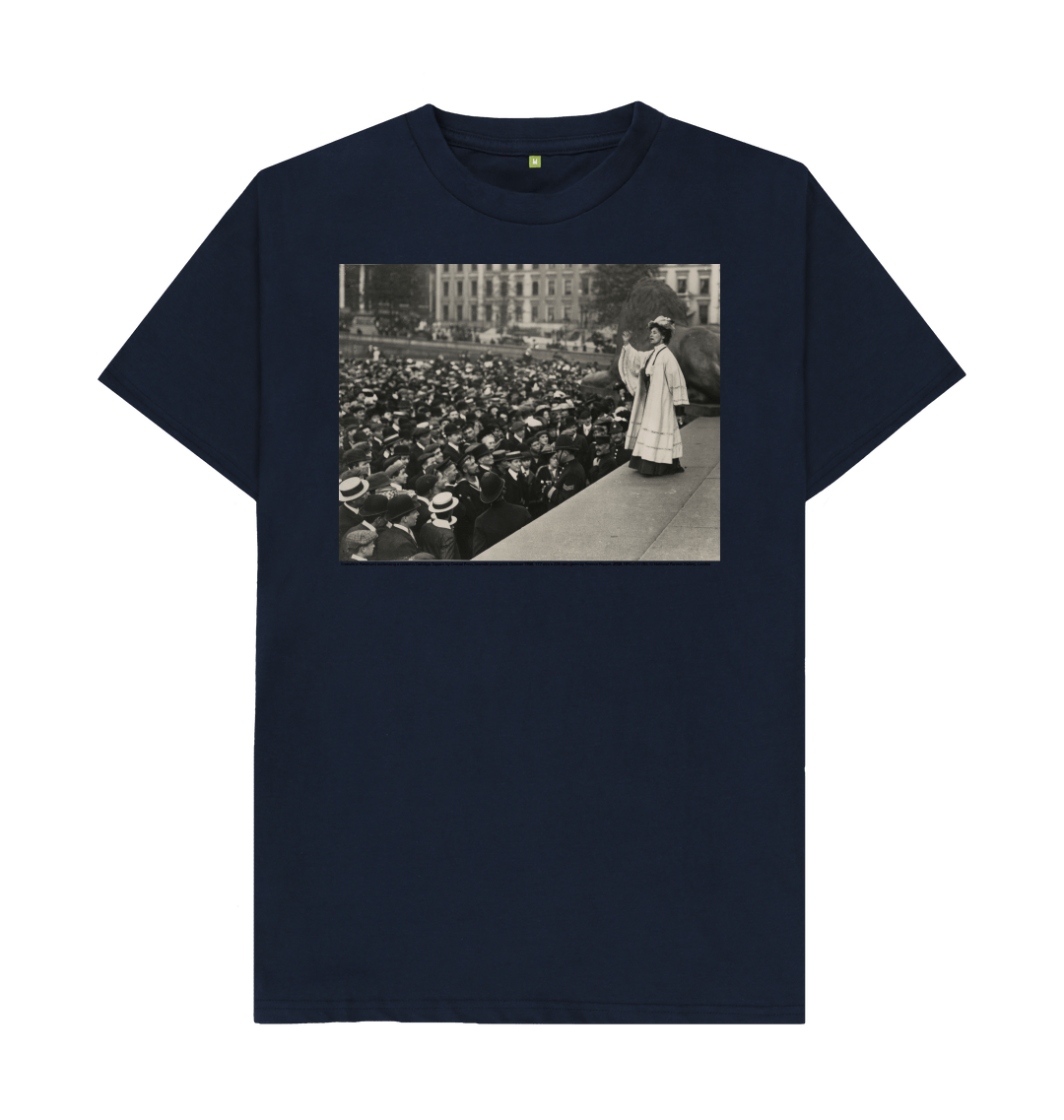 Navy blue printed t shirt front