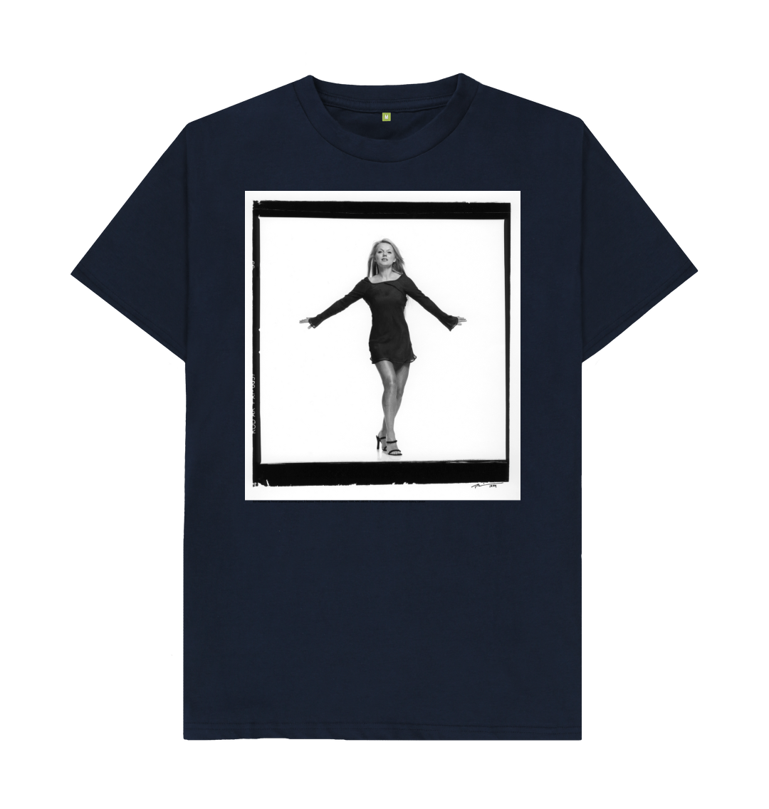 Navy blue printed t shirt front