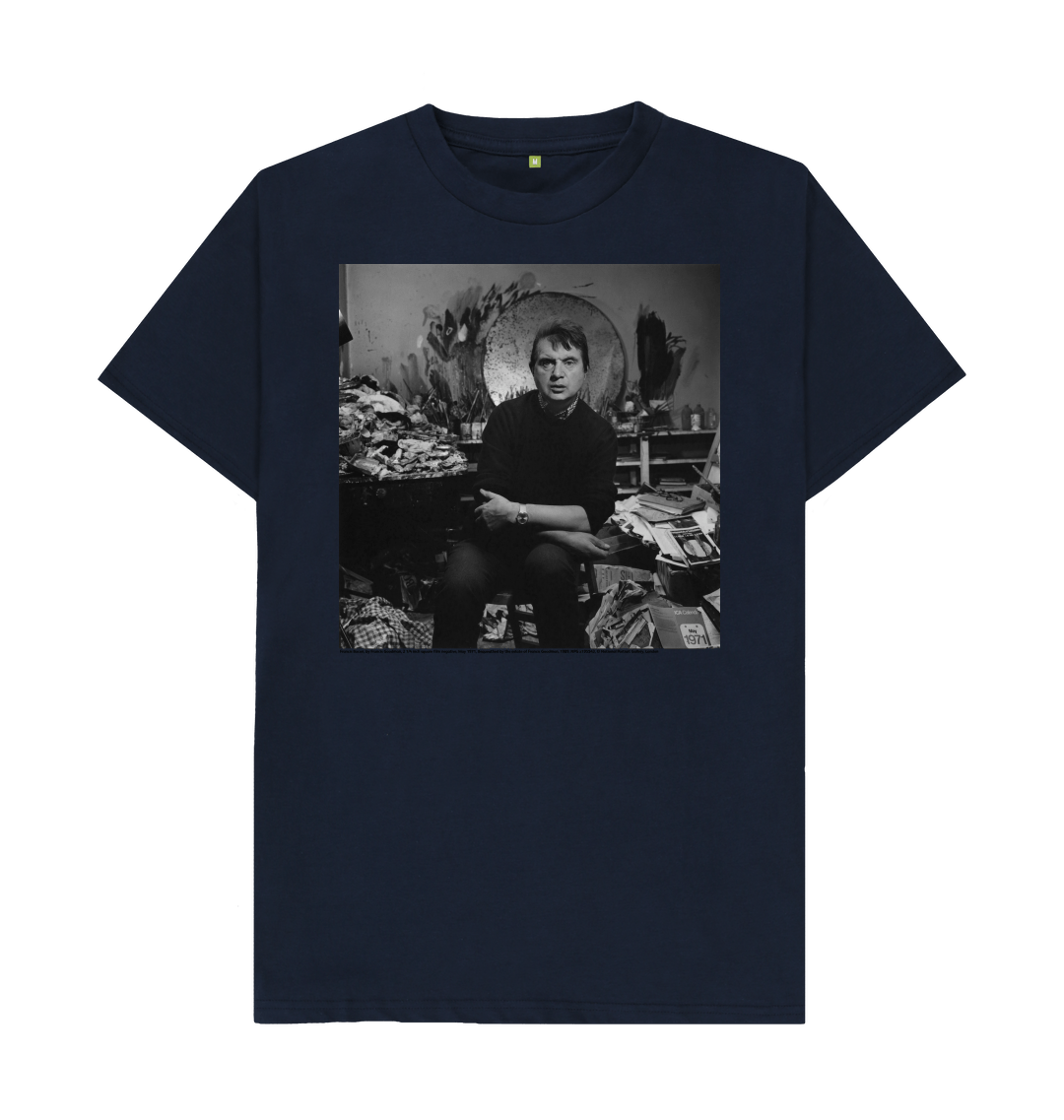 Navy blue printed t shirt front