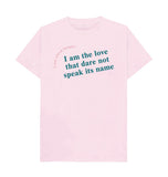 Pink Lord Alfred Douglas Quote Unisex T-Shirt with Teal Font
