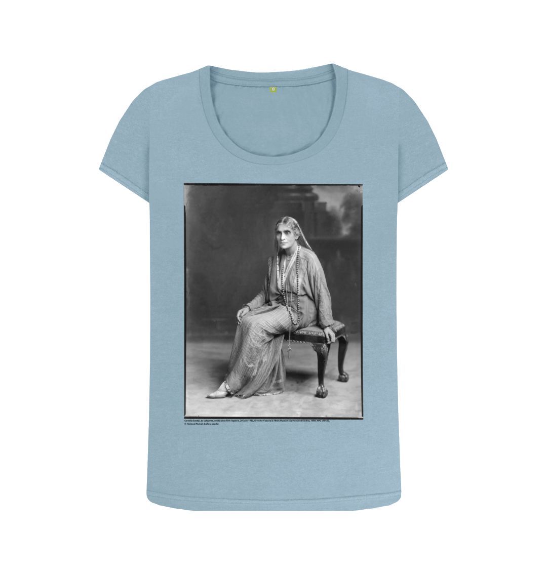 Stone blue cornelia sorabji women's scoop neck t shirt