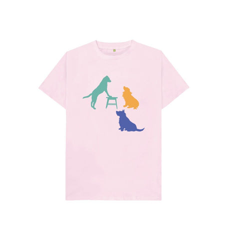 Pink Hubert Leslie Three Dogs Silhouette Kids T-shirt