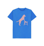 Bright Blue Hubert Leslie Dog and Stool Silhouette Kids T-shirt