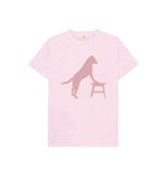 Pink Hubert Leslie Dog and Stool Silhouette Kids T-shirt