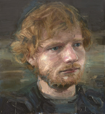 A print of an oil painting featuring Ed Sheeran by Colin Davidson from the National Portrait Gallery Collection NPG7035.
