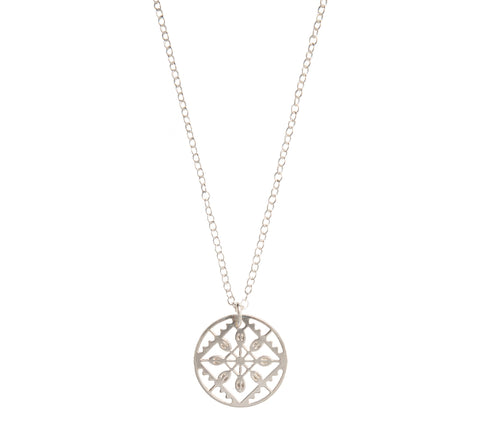 Sterling silver lace design pendant on a silver chain