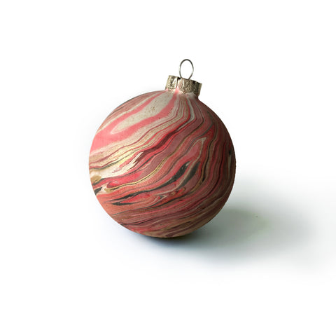 Red and gold marbled ceramic bauble.