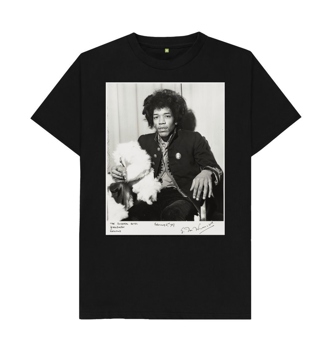 Black jimi hendrix unisex crew neck t shirt