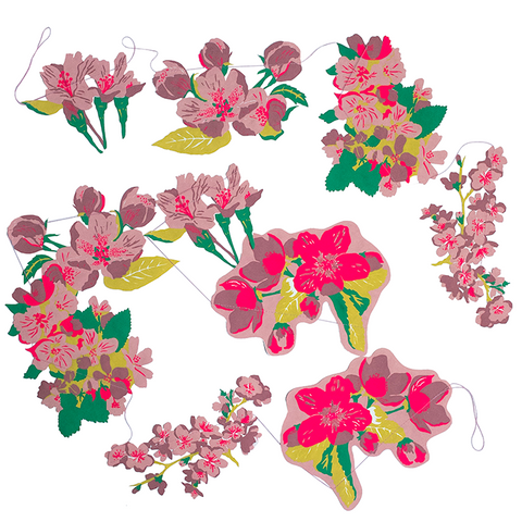 Pink multi-blossom flower garland