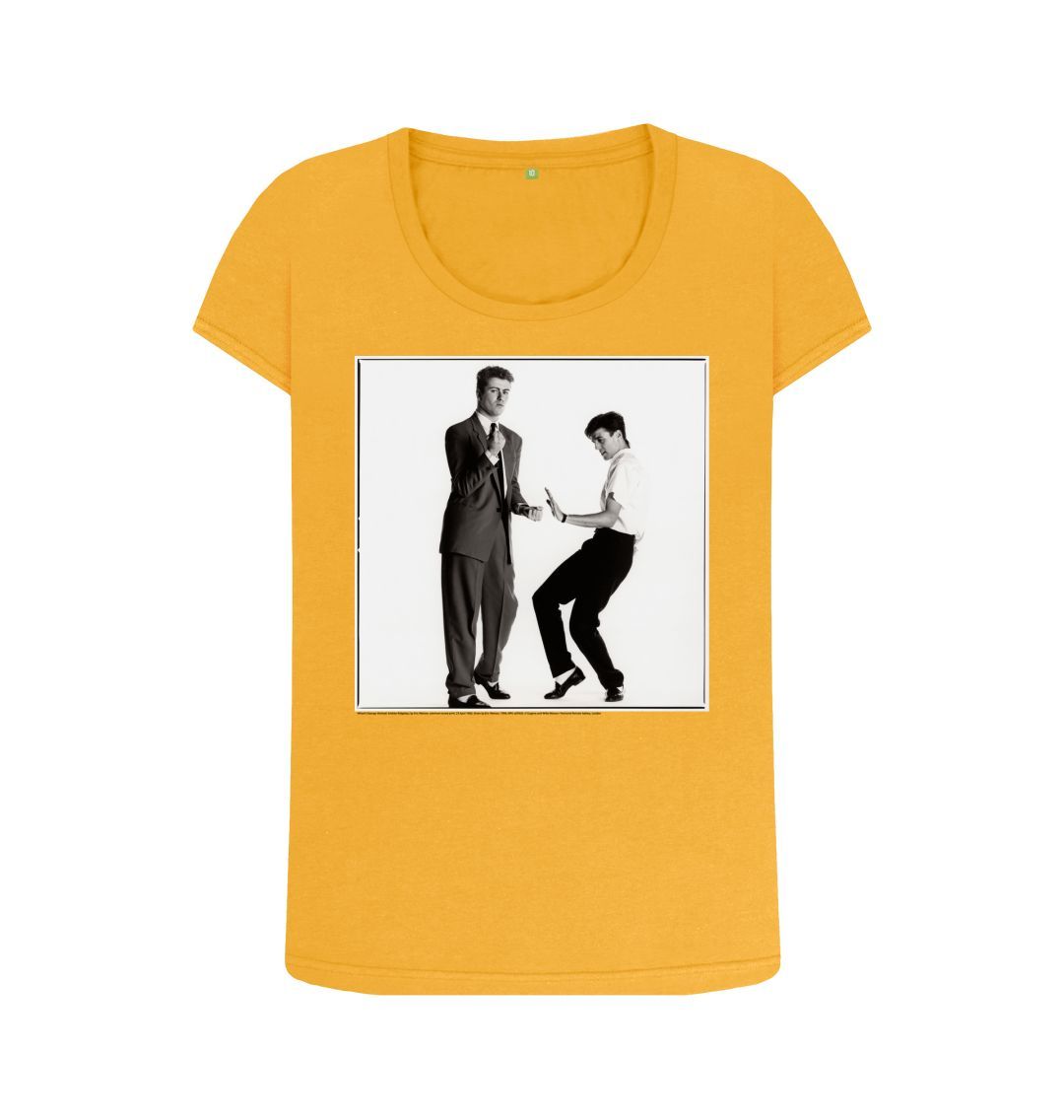 Mustard wham! women's scoop neck t shirt