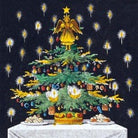 Christmas card with illustrated decorated tree and toys.