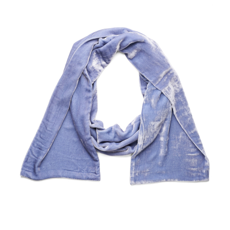 Classic silk velvet scarf in sky blue colourway