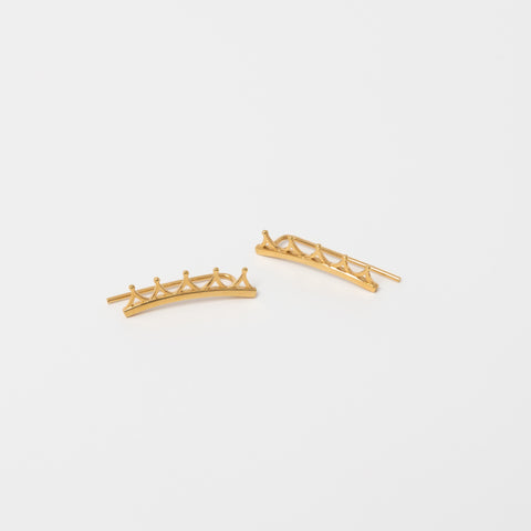 Crown design gold vermeil ear climber earrings