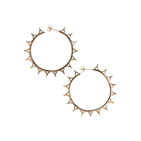 Crown design gold vermeil hoop earrings