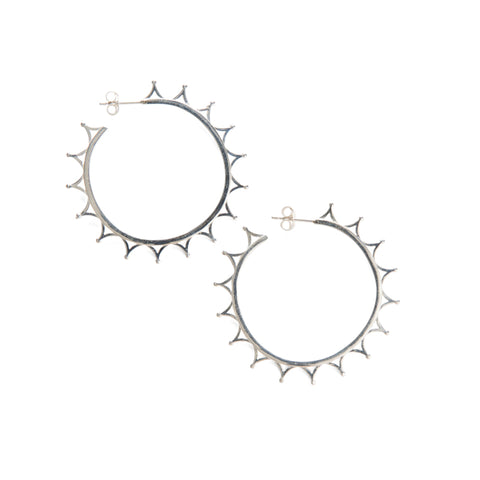 Crown design sterling silver hoop earrings