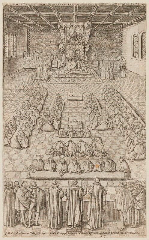 King james i of england and vi of scotland in parliament npg d18234