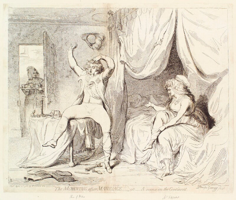 'the morning after marriage   or   a scene on the continent' (king george iv; maria anne fitzherbert (née smythe)) npg d13051