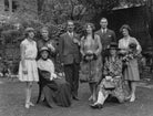 Caleb Williams Saleeby and Muriel Gordon Saleeby (née Billinge) with guests at their wedding, including Marie Frances Lisette Verney (née Hanbury), Lady Willoughby de Broke NPG x184814