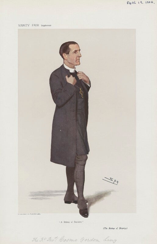 Cosmo gordon lang, baron lang of lambeth ('men of the day. no. 1011. "a bishop of decision."') npg d45323