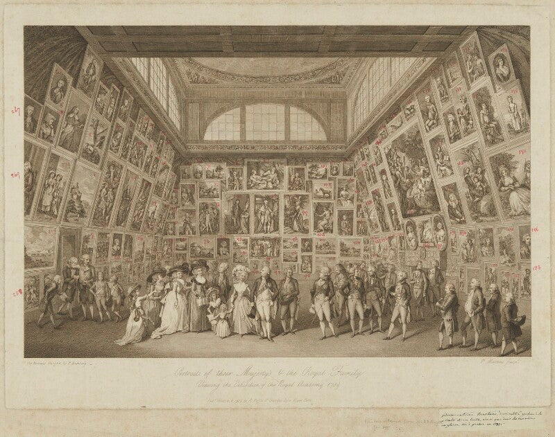 Portraits of their majesty's & the royal family viewing the exhibition of the royal academy 1789 npg d21303