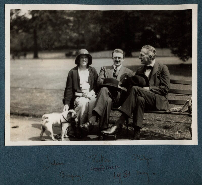 Julian vinogradoff (née morrell) with pompey; sir victor martin reeves goodman; philip edward morrell npg ax143286