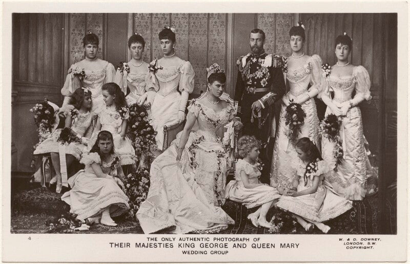 'the only authentic photograph of their majesties king george and queen mary, wedding group' npg x197486