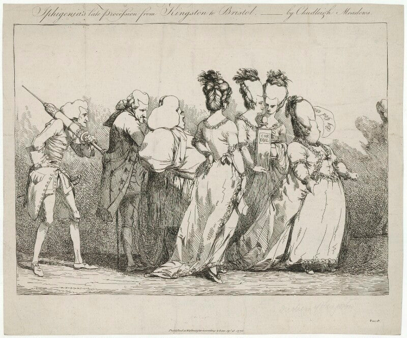 'iphigenia's late procession from kingston to bristol   by chudleigh meadows' npg d32146