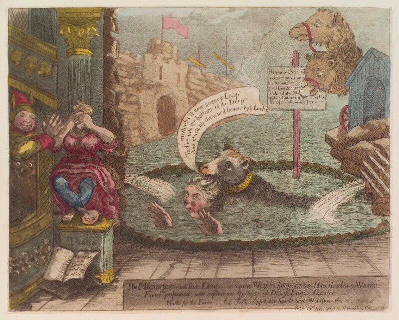 Richard brinsley sheridan ('the manager and his dog   or a new way to keep one's head above water') npg d12825