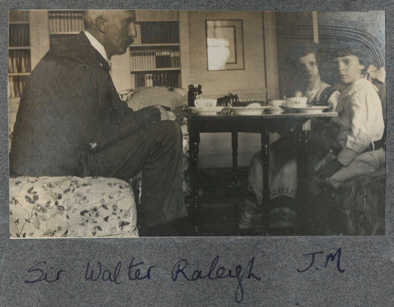 Sir walter alexander raleigh; julian vinogradoff (née morrell) and an unknown boy npg ax140330