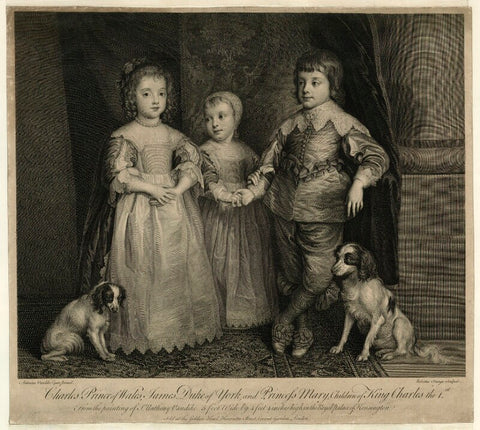 The Three Eldest Children of King Charles I; King Charles II, Mary, Princess Royal and Princess of Orange and King James II NPG D26447