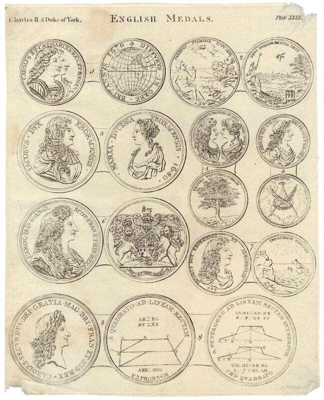 English medals including king charles ii, catherine of braganza and king james ii npg d29266