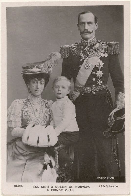 Maud, queen of norway; olav v, king of norway; haakon vii, king of norway npg x196492