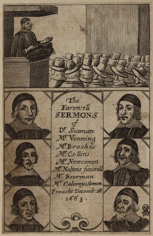 The farewell sermons of...(john collins; ralph venning; edmund calamy; lazurus seaman; matthew newcomen; beerman) npg d29681